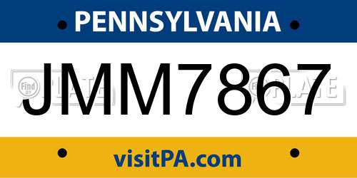 JMM7867 Pennsylvania License Plate