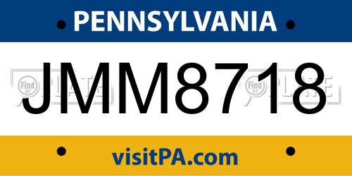 JMM8718 Pennsylvania License Plate