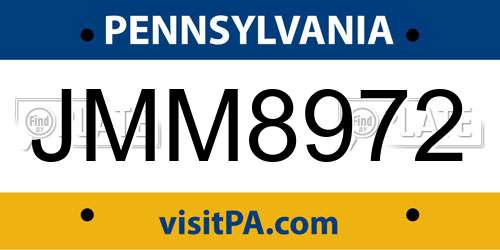 JMM8972 Pennsylvania License Plate
