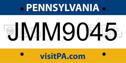 JMM9045 Pennsylvania License Plate