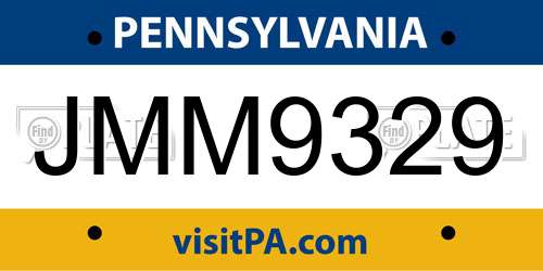 JMM9329 Pennsylvania License Plate