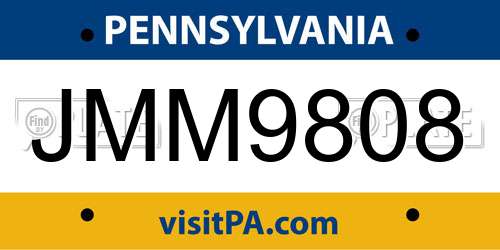 JMM9808 Pennsylvania License Plate