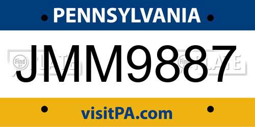 JMM9887 Pennsylvania License Plate