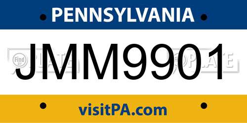 JMM9901 Pennsylvania License Plate