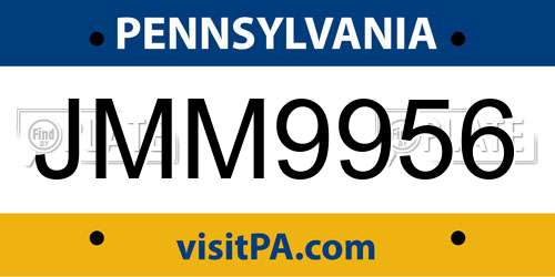 JMM9956 Pennsylvania License Plate