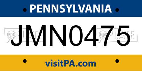 JMN0475 Pennsylvania License Plate