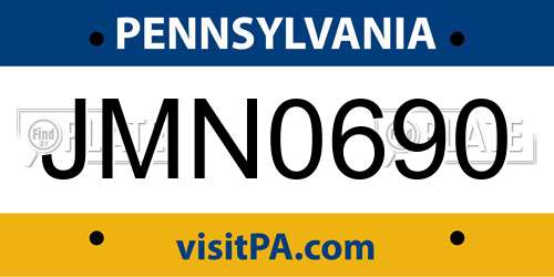 JMN0690 Pennsylvania License Plate