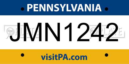 JMN1242 Pennsylvania License Plate