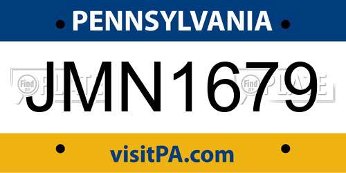 JMN1679 Pennsylvania License Plate
