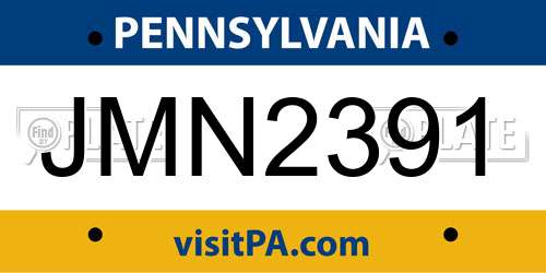 JMN2391 Pennsylvania License Plate
