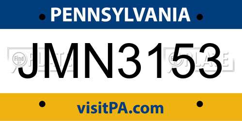 JMN3153 Pennsylvania License Plate