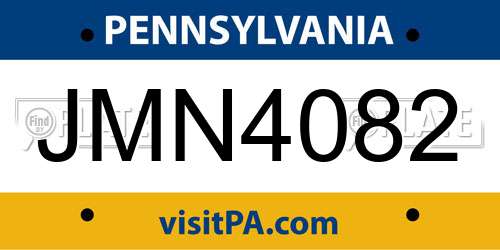 JMN4082 Pennsylvania License Plate