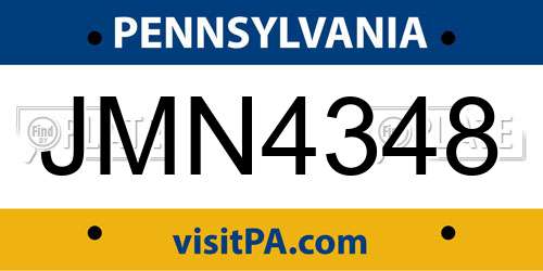 JMN4348 Pennsylvania License Plate