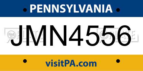 JMN4556 Pennsylvania License Plate