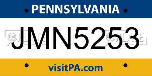 JMN5253 Pennsylvania License Plate
