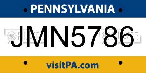 JMN5786 Pennsylvania License Plate
