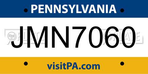 JMN7060 Pennsylvania License Plate
