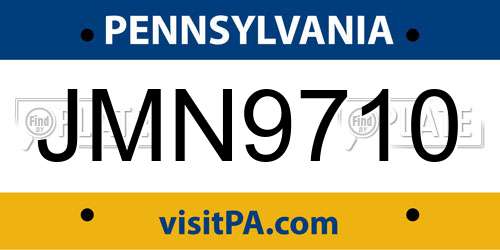 JMN9710 Pennsylvania License Plate