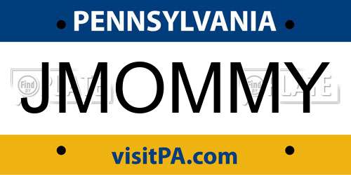 JMOMMY Pennsylvania License Plate