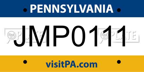 JMP0111 Pennsylvania License Plate