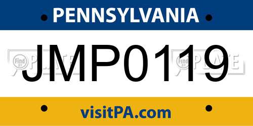 JMP0119 Pennsylvania License Plate