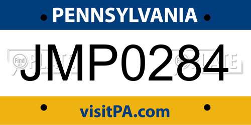 JMP0284 Pennsylvania License Plate