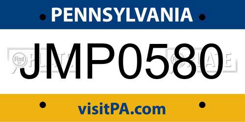 JMP0580 Pennsylvania License Plate