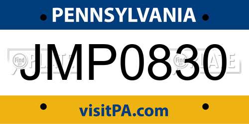 JMP0830 Pennsylvania License Plate