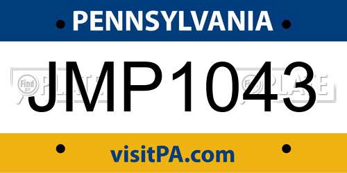 JMP1043 Pennsylvania License Plate