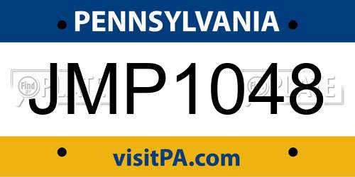 JMP1048 Pennsylvania License Plate