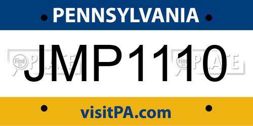 JMP1110 Pennsylvania License Plate