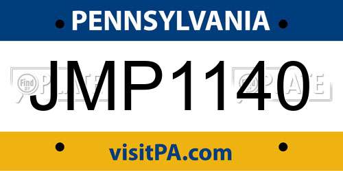 JMP1140 Pennsylvania License Plate