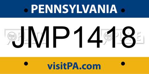 JMP1418 Pennsylvania License Plate