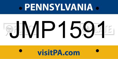 JMP1591 Pennsylvania License Plate