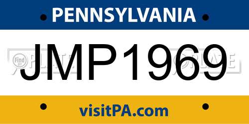 JMP1969 Pennsylvania License Plate