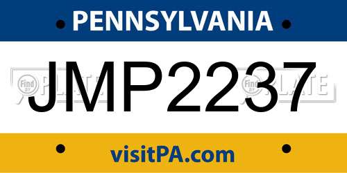 JMP2237 Pennsylvania License Plate