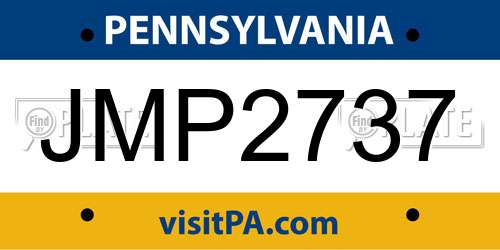 JMP2737 Pennsylvania License Plate