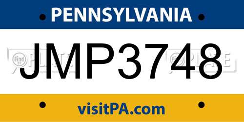 JMP3748 Pennsylvania License Plate