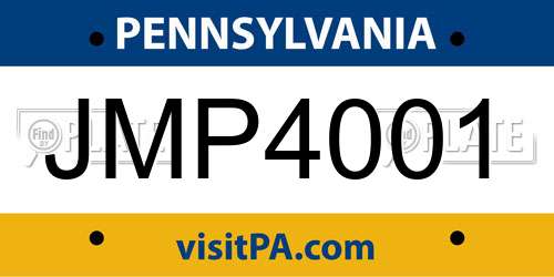 JMP4001 Pennsylvania License Plate