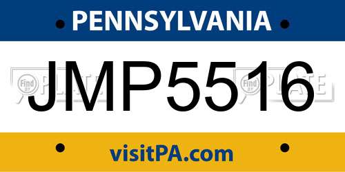 JMP5516 Pennsylvania License Plate