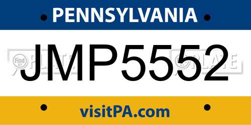 JMP5552 Pennsylvania License Plate