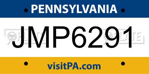JMP6291 Pennsylvania License Plate