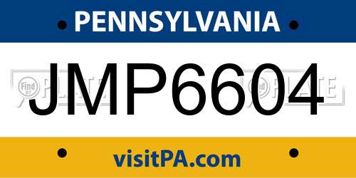 JMP6604 Pennsylvania License Plate