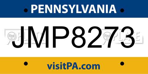 JMP8273 Pennsylvania License Plate