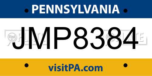 JMP8384 Pennsylvania License Plate