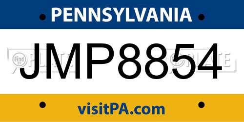 JMP8854 Pennsylvania License Plate