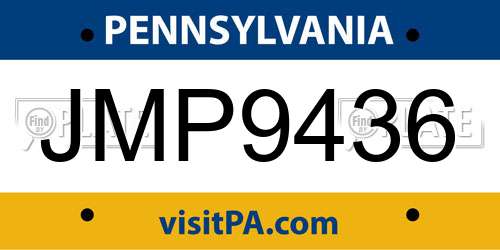 JMP9436 Pennsylvania License Plate