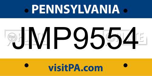 JMP9554 Pennsylvania License Plate