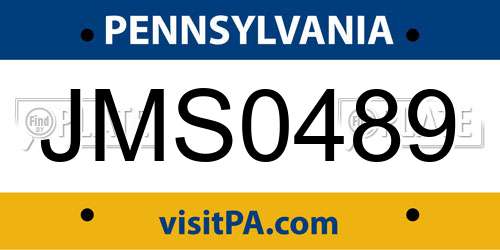 JMS0489 Pennsylvania License Plate