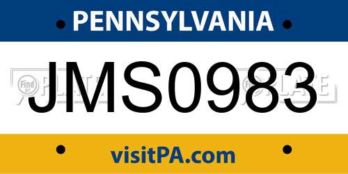 JMS0983 Pennsylvania License Plate